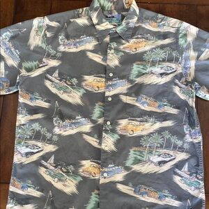 Vintage Reyn Spooner Tropical Print Shirt - Green and Gray
